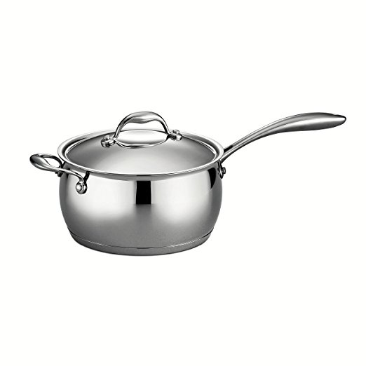 Tramontina Gourmet Domus 18/10 Stainless Steel, Tri-Ply Base 80102/006DS - 4 Qt Covered Sauce Pan with Helper Handle