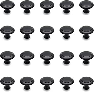 Knobs for Dresser Drawers,20-Pack, 1.2 Inches Black Cabinet Knobs Zinc Alloy Knob