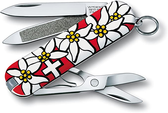 Victorinox Swiss Army Classic Pocket Knife, Red Edelweiss