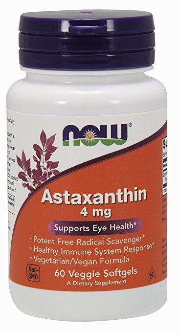 Now Foods Astaxanthin 4 Mg Support Eye Health Capsules - 60 Veg Capsules