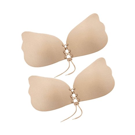 JJTGS Flat-Bra Strapless Self Adhesive - Invisible ultra-thin pads , Backless Dress(Smooth design)(2-PCS)
