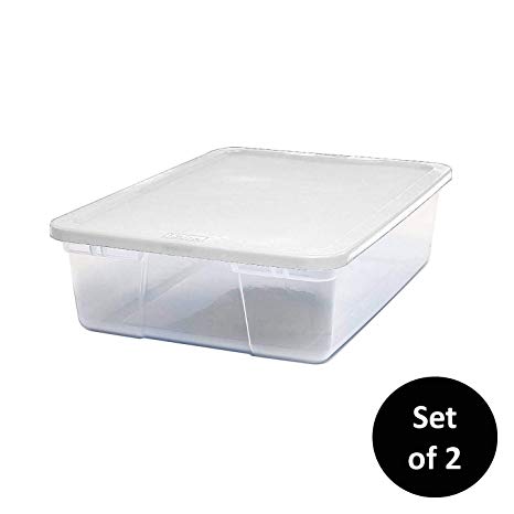 Homz 28 Quart Snaplock Container Clear Storage Bin with Lid, 2 Pack, White