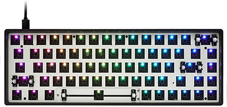 EPOMAKER GK68XS Bluetooth 5.1 RGB Hotswap Custom DIY Kit for 68% Keyboard with Split Spacebar Module, PCB Mounting Plate Case (GK68XS Black)