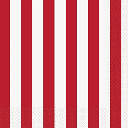 Red Striped Paper Napkins, 16ct