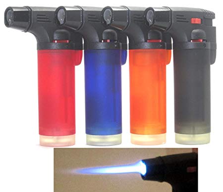 Pack of 4 Single Jet Flame Torch Lighter Windproof Refillable Jumbo Lighter