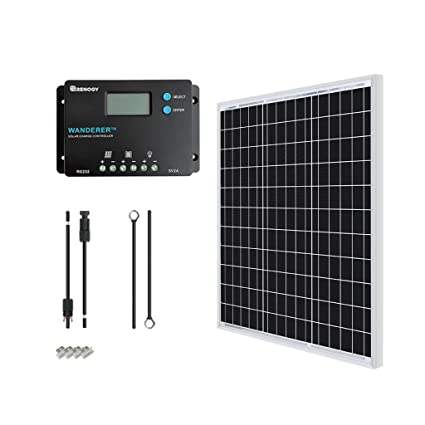 RENOGY 50 Watts 12 Volts Monocrystalline Solar Kit with 10A Wanderer PWM Controller