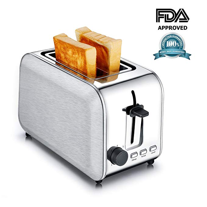 Toasters 2 Slice Best Rated Wide Slots Bread Toaster Stainless Steel Bagel Toaster With Cancel Defrost Reheat Settings, Quickly Toasts Muffins, Waffles, Bagels, Bread, Silver by CUSINAID