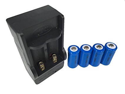 ON THE WAY®4pcs 1200mAh 16340 CR123A LR123A 3.6V Rechargeable Li-Ion Battery Plus Charger