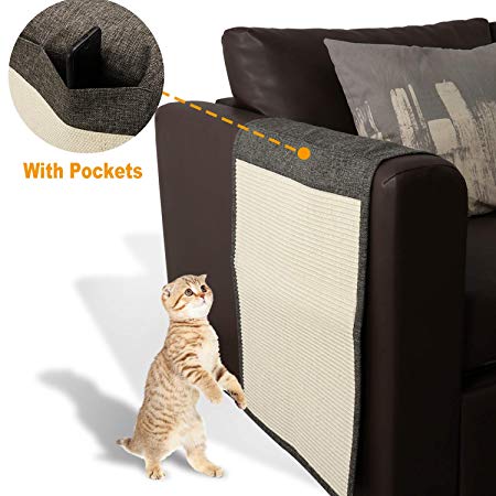 Lovinouse Cat Scratching Mat, Sisal Sofa Shield, with Fixings, 2 in 1 Use Cat Scratch Pad and Furniture Protectors, Durable and Washable