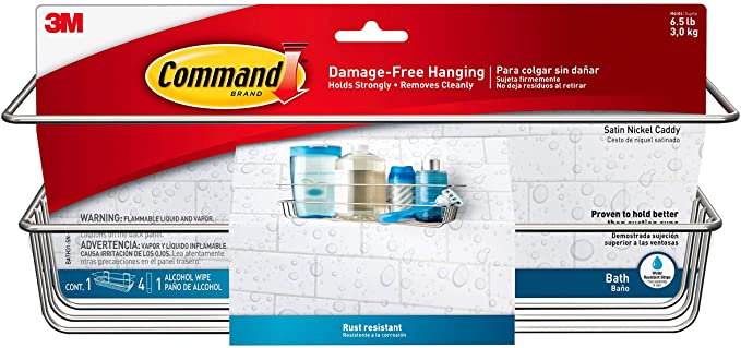 Command BATH31-SN-ES Shower Caddy, Satin Nickel