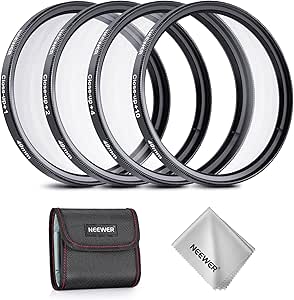 NEEWER 49mm Macro Close Up Lens Filter Kit ( 1, 2, 4, 10), 4 Pieces of Magnifying Filters with Storage Pouch for Macro Photography, Compatible with 49mm Canon Nikon Sony Fujifilm Camera Lenses