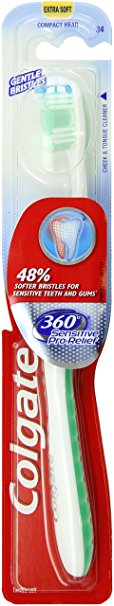 Colgate 360 Sensitive Pro-Relief Compact Head Toothbrush, Extra Soft, (Colors May Vary)