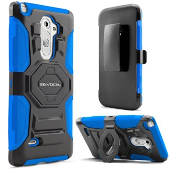 LG G3 Stylus (D690) Case, Evocel® [New Generation] Dual Layer Rugged Holster Case (DOES NOT FIT LG G3) with Kickstand and Belt Swivel Clip For LG G3 Stylus (D690) - Retail Packaging, Blue