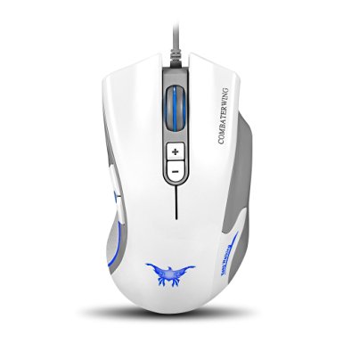 Bengoo Gaming Mouse mice Optical USB Wired Mouse for PC and Mac with 7 Buttons, up to 4800 DPI, Adjustable DPI Switch Function, 6 Breathing LED Colors-White