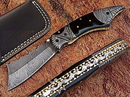Custom made damascus blade one of a stunning folding knife 5163