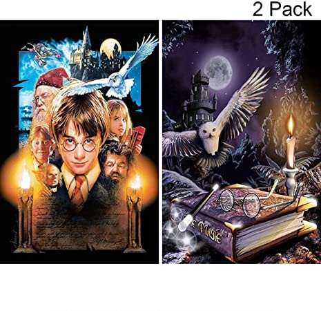 2 Pack 5D Full Drill Diamond Painting Kit, KISSBUTY DIY Harry Potter Diamond Rhinestone Painting Kits for Adults and Beginner Diamond Arts Craft Decor, 15.8 X 11.8 Inch