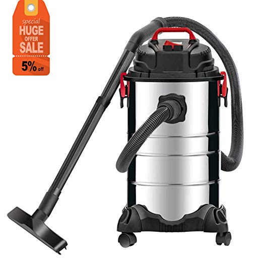 KUPPET Wet/Dry Vacuum, 4 in 1 VacuumCleaner，8 Gallon, 3.5 Horsepower, Stainless Steel Tank