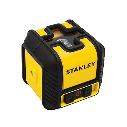 STANLEY STHT77498 CUBIX® Red Beam Cross Line Laser Level with 2*AA Batteries for Home, DIY & Professional Use, 1 Year Warranty, YELLOW & BLACK