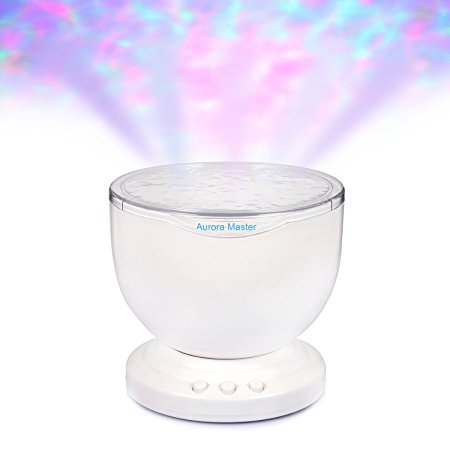 Anpress Ocean Wave Projector Lamp with Music Player Atmosphere LED Night Light Projector for Kids