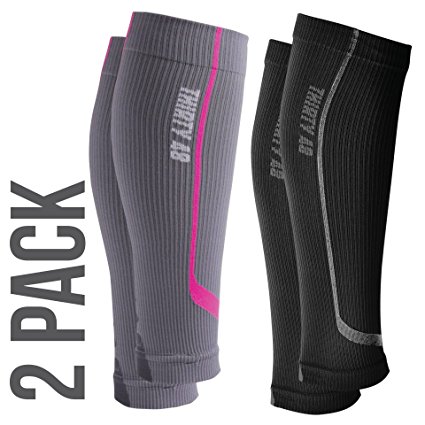 Graduated Compression Sleeves by Thirty48 Cp Series, Calf/Shin Splint Guard Sock; Maximize Faster Recovery by Increasing Oxygen to Muscles; Great for Running, Cycling, Walking, Basketball, Football Soccer, Cross Fit, Travel; Money Back Guarantee