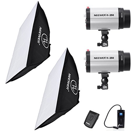 Neewer® 500W(250W x 2) 5600K Photography Studio Flash Strobe Light Lighting Kit with (2)20x28"/50x70cm softbox &(1)RT-16 Trigger for Video Shooting,Location and Portrait Photography