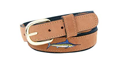 ZEP-PRO Men's Tan Leather Embroidered Marlin Belt