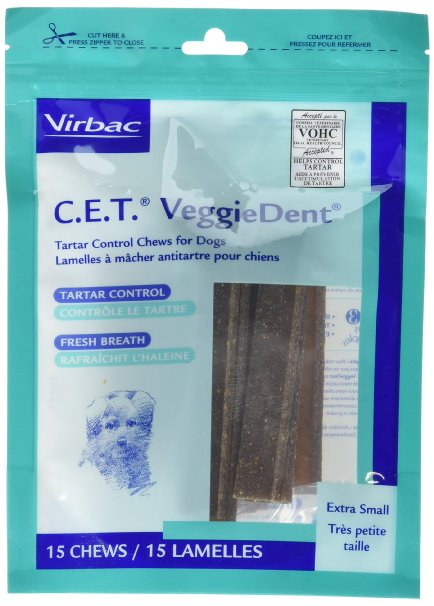 Virbac C.E.T. VeggieDent Dental Chews, 30 Count