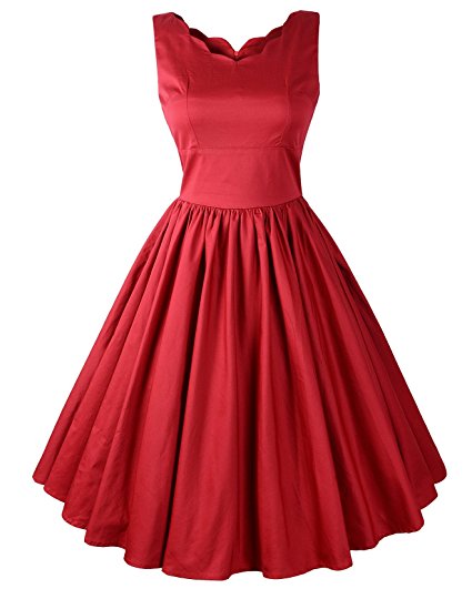 1950s Rockabilly Scallop Brenda Swing Dress