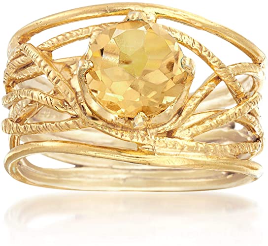 Ross-Simons 1.60 Carat Citrine Textured Openwork Ring in 18kt Gold Over Sterling For Women