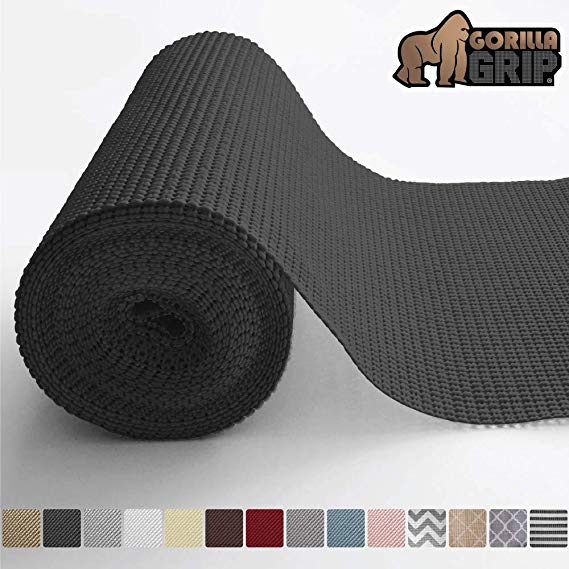 Gorilla Grip Original Drawer and Shelf Liner, Non Adhesive Roll, 17.5 Inch x 20 FT, Durable and Strong, Grip Liners for Drawers, Shelves, Cabinets, Storage, Kitchen and Desks, Black