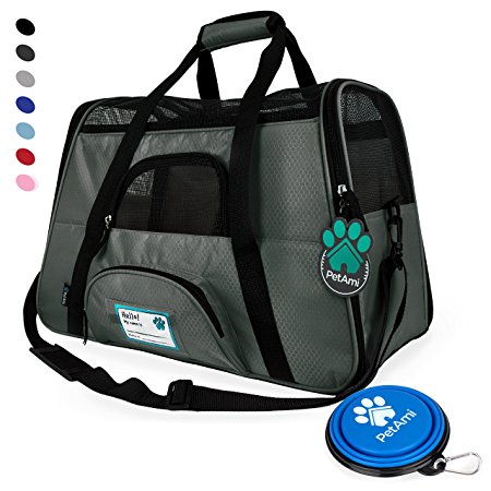 Premium Airline Approved Soft-Sided Pet Travel Carrier by PetAmi | Ventilated, Comfortable Design with Safety Features | Ideal for Small to Medium Sized Cats, Dogs, and Pets