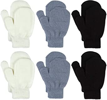 Cooraby 6 Pairs Toddler Magic Stretch Mittens Winter Unisex Baby Knitted Gloves Mittens