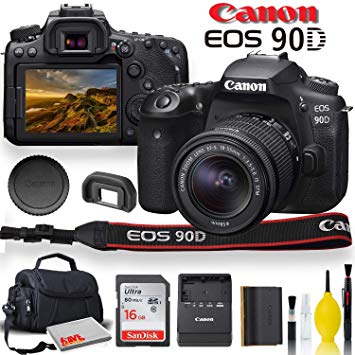 Canon EOS 90D DSLR Camera with 18-55mm Lens, Padded Case, Memory Card, and More - Starter Bundle Set (International Model)