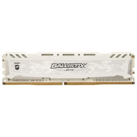 Ballistix Sport LT 16GB 3200Mhz XMP 2.0 Single DDR4 CL16 UDIMM Gaming RAM Memory Module for Desktops (BLS8G4D32AESBK, White)