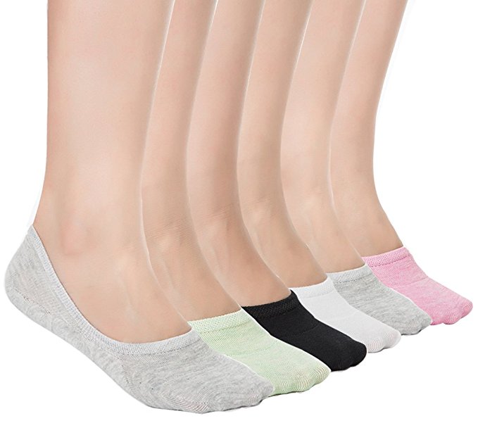 Women’s Casual No Show Socks Athletic Cotton Liner Socks Thin Low Cut Anti-Slip Socks 6 Pairs