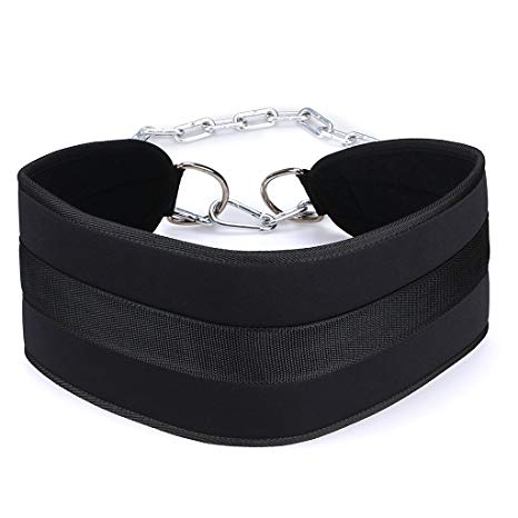 Hipiwe Weight Lifting Dip Belt with Steel Chain Havey Duty Pull Up Belt for Bodybuilding, Strength Training