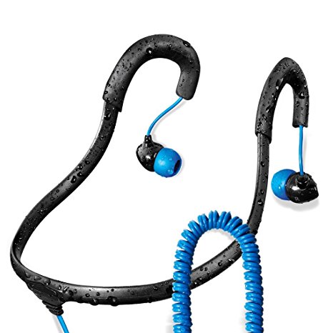 H2O IEN2-BK-X  Audio Surge Sportwrap Waterproof In-Ear Headphones (Black/Blue)