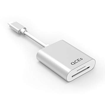 USB Type C Card Reader, QCEs USB C Card Reader Aluminum Superspeed USB 3.0 2-In-1 Card Reader for SD Card/Micro SD Card/TF Card for 2017 MacBook Pro Samsung Galaxy S8 LG G5 and more USB C Devices