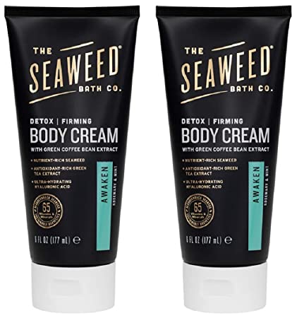 The Seaweed Bath Co. Firming Detox Cream, Awaken Scent (2-pack), Rosemary & Mint, Vegan, Paraben Free, 2x6 oz.