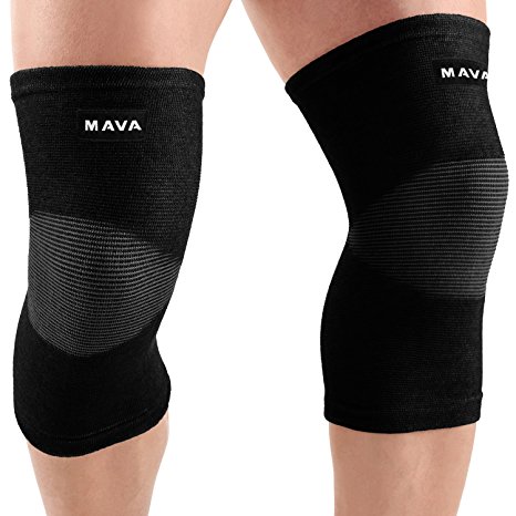 Mava Sports Knee Support Sleeves (Pair) for Joint Pain & Arthritis Relief, Improved Circulation Compression – Effective Support for Running, Jogging,Workout, Walking & Recovery