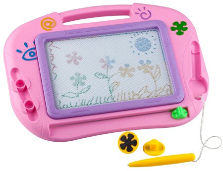 Buyus [Travel Size] Color Magnetic Drawing Board for Kids/Toddlers/Babies with 2 Stamps and 1 Pen - Also Named Mini Imaginarium Magic Magical Doodle/Scribble/Writing/Draft/Sketch Tablet Pad (Pink)