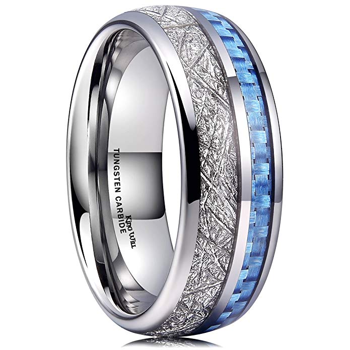 King Will 7mm 8mm Mens Tungsten Carbide Ring Engagement Band Polished Finish Comfort Fit