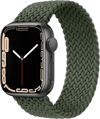 GBPOOT Sport Watch Bands Compatible With Braided Solo Loop Apple Watch Band 38mm 40mm 41mm 42mm 44mm 45mm,Soft Stretchy Braided Wristband for Iwatch Series 1/2/3/4/5/6/7/SE,Inverness Green-38/40/41mm#2