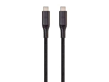 Monoprice Durable USB 3.2 Gen 2 Type-C Data and Power Kevlar Reinforced Nylon-Braid Cable - 1 Meter - Black | 5A/100W - AtlasFlex Series