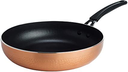 Ecolution Impressions Hammered Non-Stick Frying Pan, Dishwasher Safe, Riveted Stainless Steel Handle, 12 Inch, Copper