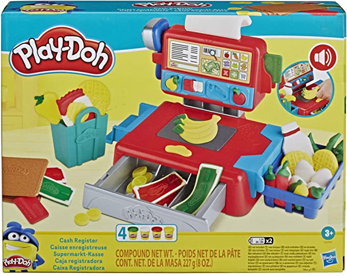 Play-Doh Cash Register Toy for Kids 3 Years and Up with Fun Sounds, Play Food Accessories, and 4 Non-Toxic Colours