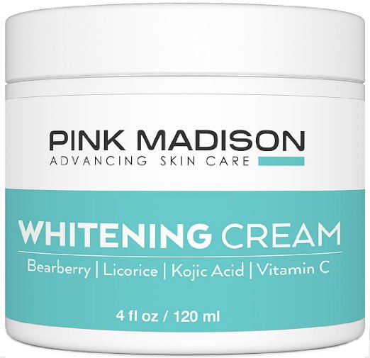 Pink Madison Skin Lightening Cream with Kojic Acid Vitamin C Hyaluronic Acid Natural Brightening Lotion for Melasma Hyperpigmentation and Dark Skin Age Spots
