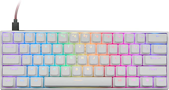 EPOMAKER Anne Pro2 60% Bluetooth Mechanical Keyboard with RGB Backlit PBT Keycaps NKRO Programmable (Gateron Red Switch, White)