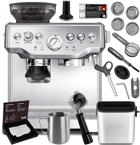 Breville BES870XL Barista Express Espresso Machine Brushed - Stainless Steel   Manufacturer's Warranty   Knock Box Mini