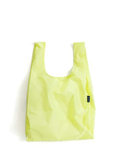 BAGGU Standard Reusable Shopping Bag, Eco-friendly Ripstop Nylon Foldable Grocery Tote, Citron